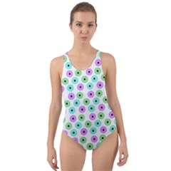 Eye Dots Green Violet Cut-out Back One Piece Swimsuit