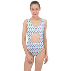 Eye Dots Green Violet Center Cut Out Swimsuit