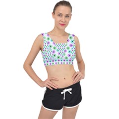 Eye Dots Green Violet V-back Sports Bra