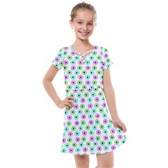 Eye Dots Green Violet Kids  Cross Web Dress