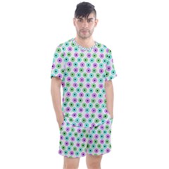 Eye Dots Green Violet Men s Mesh Tee And Shorts Set