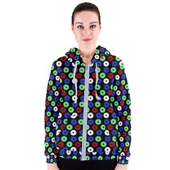 Eye Dots Green Blue Red Women s Zipper Hoodie by snowwhitegirl