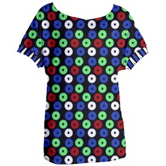 Eye Dots Green Blue Red Women s Oversized Tee