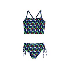 Eye Dots Green Blue Red Girls  Tankini Swimsuit