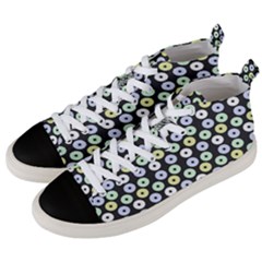 Eye Dots Grey Pastel Men s Mid-top Canvas Sneakers