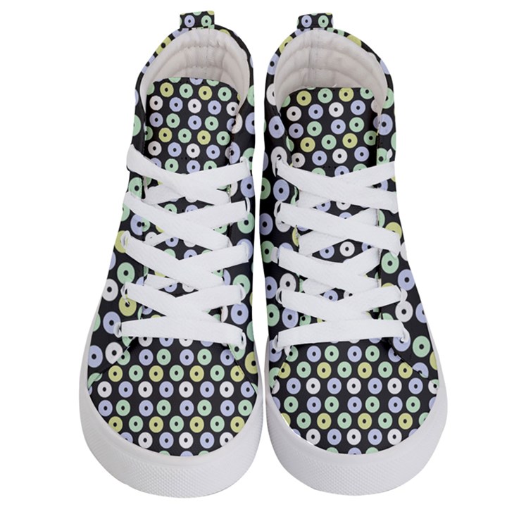 Eye Dots Grey Pastel Kid s Hi-Top Skate Sneakers