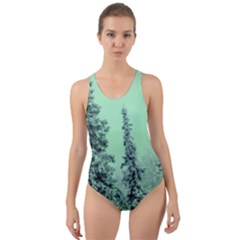 Winter Trees Cut-out Back One Piece Swimsuit