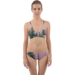 Winter Trees Pink Wrap Around Bikini Set