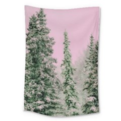 Winter Trees Pink Large Tapestry by snowwhitegirl