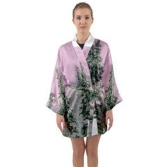 Winter Trees Pink Long Sleeve Kimono Robe