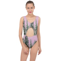 Winter Trees Pink Center Cut Out Swimsuit by snowwhitegirl