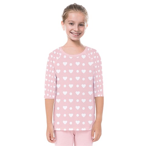 Hearts Dots Pink Kids  Quarter Sleeve Raglan Tee by snowwhitegirl