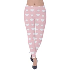 Hearts Dots Pink Velvet Leggings by snowwhitegirl