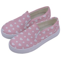 Hearts Dots Pink Kids  Canvas Slip Ons by snowwhitegirl