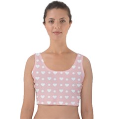 Hearts Dots Pink Velvet Crop Top