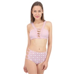 Hearts Dots Pink Cage Up Bikini Set