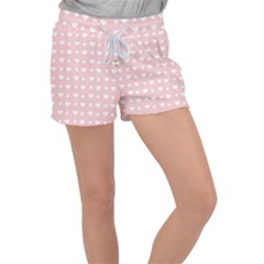 Hearts Dots Pink Women s Velour Lounge Shorts