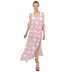 Hearts Dots Pink Maxi Chiffon Cover Up Dress