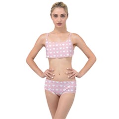 Hearts Dots Pink Layered Top Bikini Set