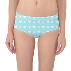 Hearts Dots Blue Mid-waist Bikini Bottoms by snowwhitegirl