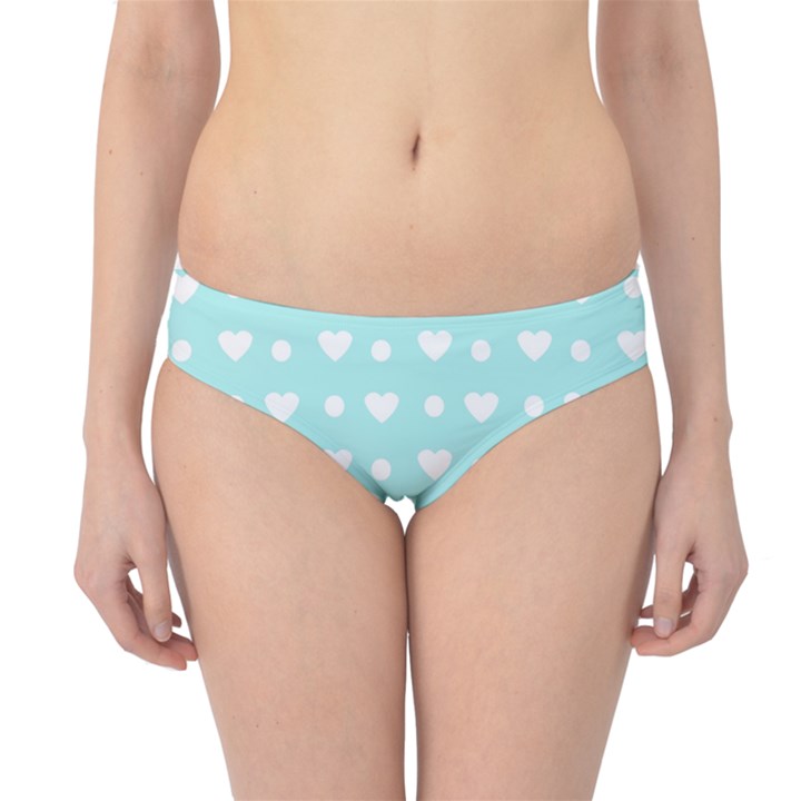 Hearts Dots Blue Hipster Bikini Bottoms