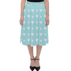 Hearts Dots Blue Folding Skater Skirt