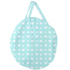 Hearts Dots Blue Giant Round Zipper Tote