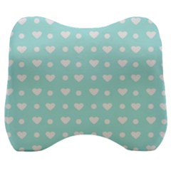 Hearts Dots Blue Velour Head Support Cushion