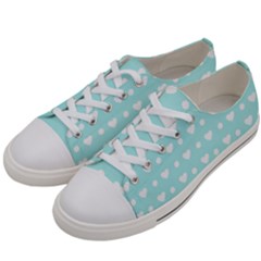 Hearts Dots Blue Women s Low Top Canvas Sneakers