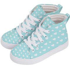 Hearts Dots Blue Kid s Hi-top Skate Sneakers