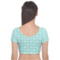 Hearts Dots Blue Velvet Short Sleeve Crop Top  View2