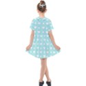 Hearts Dots Blue Kids  Short Sleeve Shirt Dress View2