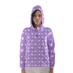 Hearts Dots Purple Hooded Windbreaker (women) by snowwhitegirl