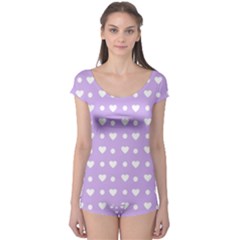 Hearts Dots Purple Boyleg Leotard  by snowwhitegirl