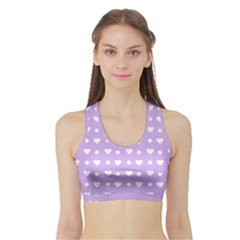 Hearts Dots Purple Sports Bra With Border by snowwhitegirl