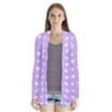 Hearts Dots Purple Drape Collar Cardigan View1