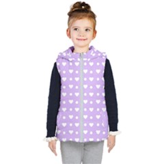 Hearts Dots Purple Kid s Hooded Puffer Vest by snowwhitegirl