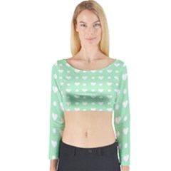 Hearts Dots Green Long Sleeve Crop Top by snowwhitegirl