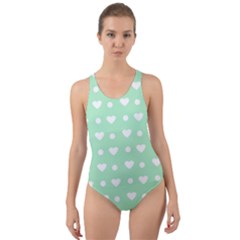 Hearts Dots Green Cut-out Back One Piece Swimsuit