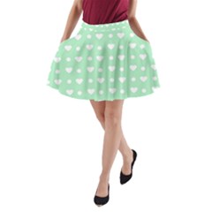 Hearts Dots Green A-line Pocket Skirt by snowwhitegirl