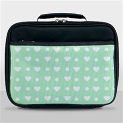 Hearts Dots Green Lunch Bag by snowwhitegirl