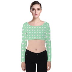 Hearts Dots Green Velvet Crop Top