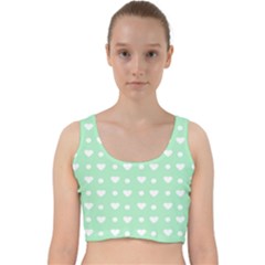 Hearts Dots Green Velvet Racer Back Crop Top