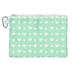 Hearts Dots Green Canvas Cosmetic Bag (xl)