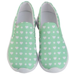 Hearts Dots Green Men s Lightweight Slip Ons