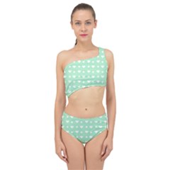 Hearts Dots Green Spliced Up Two Piece Swimsuit