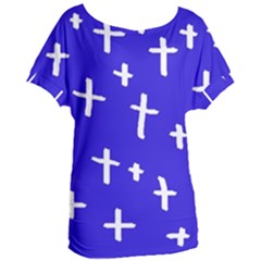 Blue White Cross Women s Oversized Tee