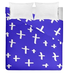 Blue White Cross Duvet Cover Double Side (queen Size) by snowwhitegirl