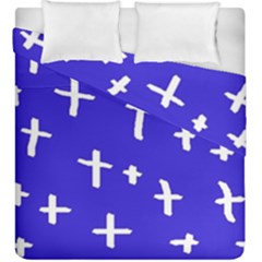 Blue White Cross Duvet Cover Double Side (king Size) by snowwhitegirl