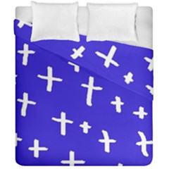 Blue White Cross Duvet Cover Double Side (california King Size) by snowwhitegirl